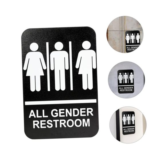 Toilet Signs Set - Modern Office Door Plates for Men and Women Restroom with Braille - Business Bathroom Decorations and Wall Art for Unisex WC - Unique Office Nameplate for Wall Décor
