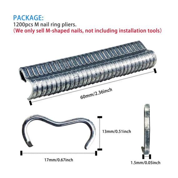 Sprengringzangen-Set mit 1200 Stück M-Nägel ideal für Hühnergeflecht Käfige Reparaturclips Schweineringzangen. Perfekt für Tierkäfige und Zäune inklusive Lötgelenk und Schweißen. (M-Nägel nicht im Lieferumfang enthalten