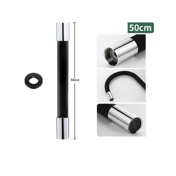 Flexibler Brauseschlauch 360° drehbarer Wasserhahn-Extender für Küche und Bad - Erweiterter Wasserhahn-Schlauch mit gebogener Flexibilität (Orange 20cm