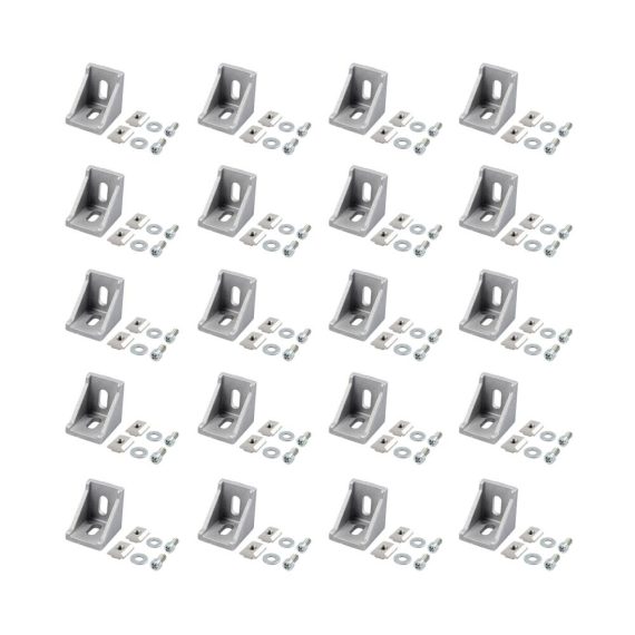 Aluminium Extrusion Verbinder - Stabile 20x Eckwinkel für 3030 Nut 8 Aluprofil | Ideale Wandhalterung & Befestigungsmaterial für Bauindustrie Strukturen