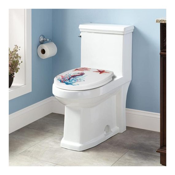 Meeresbewohner WC-Sitz mit Absenkautomatik aus pflegeleichtem Thermoplast - Komfortabler Toilettensitz mit stilvollem Klodeckel für Ihr Badezimmer