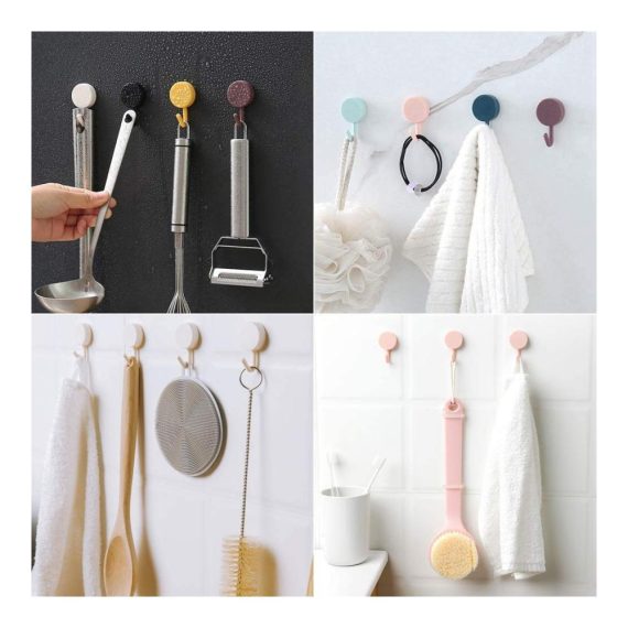 40er Set Bademantel- & Handtuchhaken | Selbstklebend Wasserdicht Ohne Bohren | Runde Bunte Wandhaken aus Wasserfestem Kunststoff für Multifunktionalen Gebrauch
