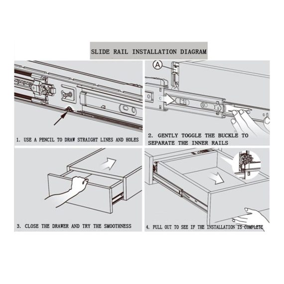 Premium Schubladenauszüge - 1 Paar (2 Stück) Seitenmontage 3-teilige Vollauszug Kugellager 220 lb Kapazität - Größe 80cm/32inch