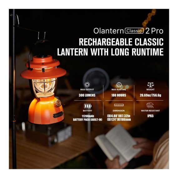 Retro-Stil LED Campinglaterne - Dimmbar USB Wiederaufladbar 300 LM Notstrombank - Halloween Deko Garten Camping - Kleegrün