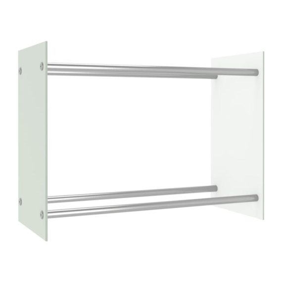 Holzkörbe Möbelset Kaminholzregal in Weiß mit Glas 80x35x60cm – Stilvolle Aufbewahrungslösung