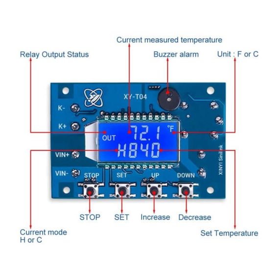 Digitaler 12V Gleichstrom-Thermostat mit WLAN-App-Steuerung und Hochtemperatur-Steuermodul für präzise Temperaturregelung von -99°C bis -999°C (24V