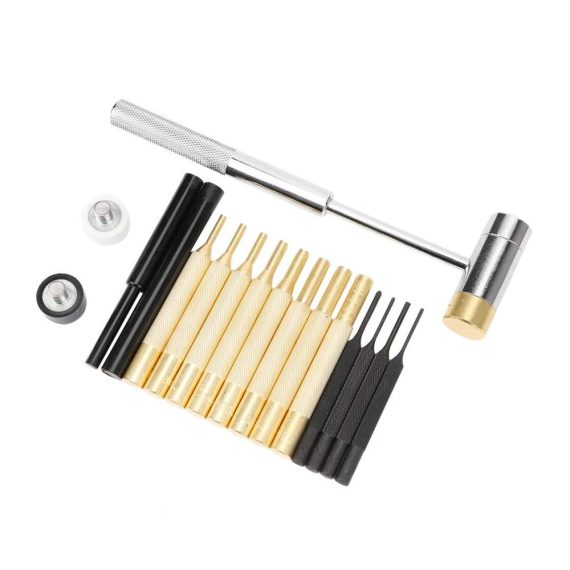 17-teiliges Splintentreiber Punch Set aus Messing und Edelstahl mit Doppelkopfhammer – Hochwertiges Wartungswerkzeug für Fixierung und Präzisionsarbeiten