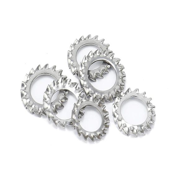 304 Edelstahl Flache Unterlegscheiben Set mit Zaky Extern Star Zahn - 300 Stück M2-M12 - Dichtung Sicherungsscheiben Sortiment Kit in Silber