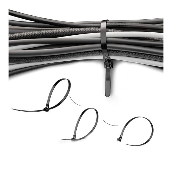 100 Stück Selbstsichernde Nylon Kabelbinder Set – Industrie Cable Ties für Kabelorganisation in Büro Garten & Innen-/Außenbereichen – UV-Beständig Ideal zur Bündelung von Kabeln