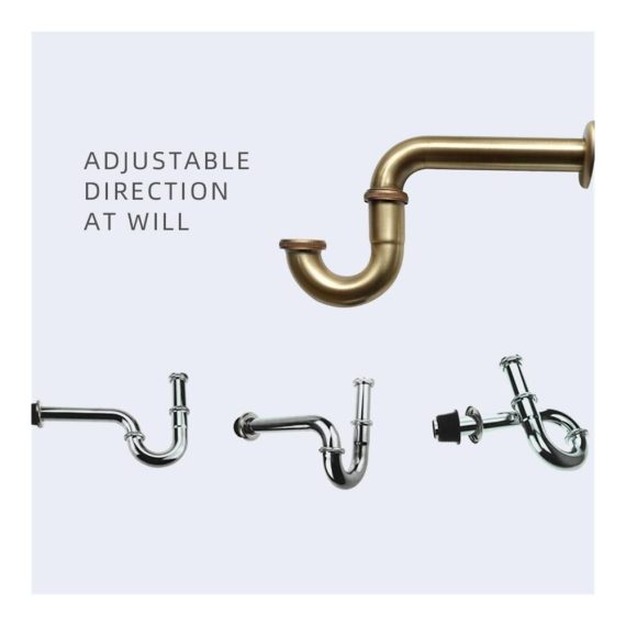 Antikes P-Trap Siphon Waschbecken Abflussrohr Set - Flexibles Rohr Badezimmer-Waschtisch-Flaschenfalle Pop-Up-Filter-Stopper mit Ventil
