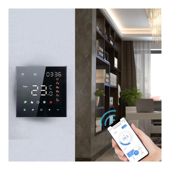 Programmierbares Smart Tuya WiFi-Thermostat - Sprachsteuerung 3A digitales LCD-Display Touchscreen Fußbodenheizung Temperaturregler - Intelligentes Wandthermostat für effiziente Raumklimasteuerung