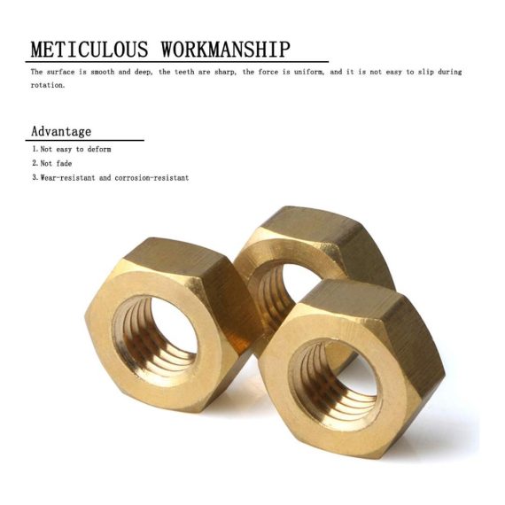 Sechskantmuttern & Muttern Set 100 Stück M6 Messing & Kupfer Sechskantmuttern - Maschinenschrauben Sicherungsmuttern Kit