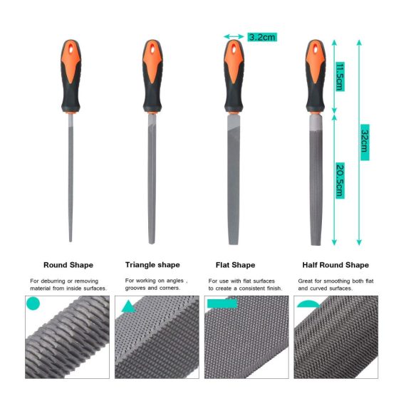 17-in-1 Feilenset mit Diamantfeilen Metallfeilen 4PCS Flach- Halbrund- Rund- und Dreikantfeilen sowie 12PCS Nadelfeilen und Reinigungsbürste für Metall DIY Handwerk