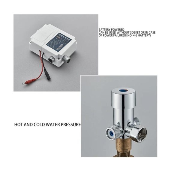 Smart Sensor Wasserfall-Wasserhahn in Gun Grey für Badezimmer - Automatischer Touch-Wasserhahn Becken-Deckmontage Heiß-Kaltwasser-Mischbatterie ideal zum Töpfefüllen (1 UK Gun Grey Short