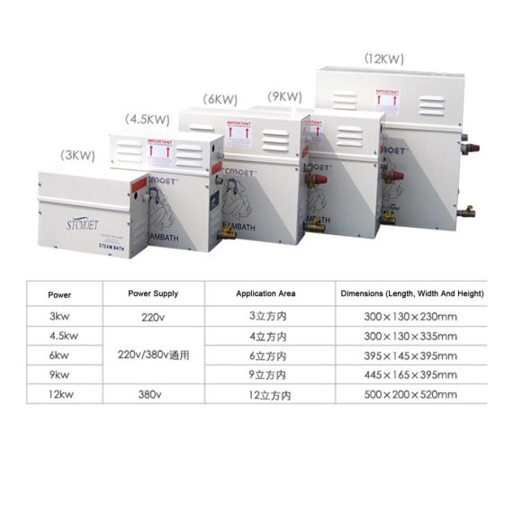 Dampfsauna-Generator-Set 8000W für Gewerbe & Zuhause - 7-9 kW 220 V - Sauna/Dusche/Bad/SPA - Inkl. Abflusssystem & Thermostat 25-55 °C