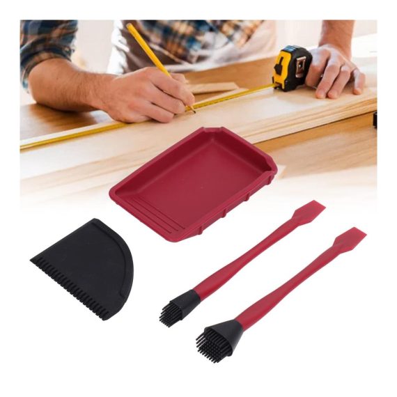 Kreative Holzbearbeitung und DIY-Projekt Set Holzleim und Silikon-Kleber-Komplettausstattung mit Leimverteiler Pinsel Tablett Kamm und Applikator