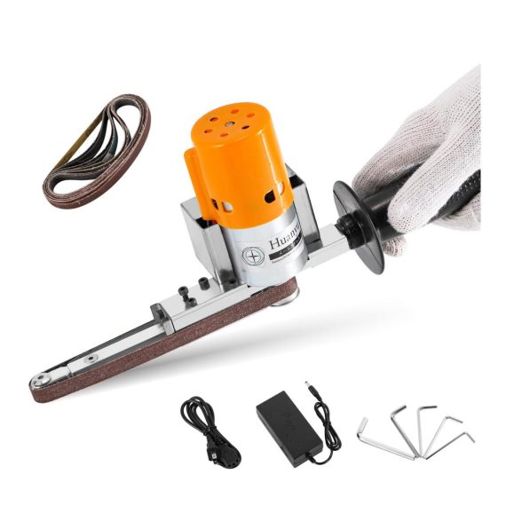 Huanyu Handbandschleifer Leichter Mini-Bandschleifer mit 7-stufig einstellbarer Elektroschleifmaschine inklusive 10 Schleifbändern für Holz Metall Acryl und Finish. Ideal für präzises Schleifen auf verschiedenen Substraten