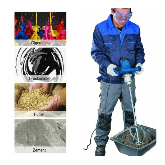 2600W Farb-Mörtelrührer mit 6-Gang-Getriebe und Ø120mm Rührquirl - Profi Rührwerk für Beton Zement und Mörtel Drehzahlregulierung M14-Gewinde - Handrührwerk für effizientes Zementmischen