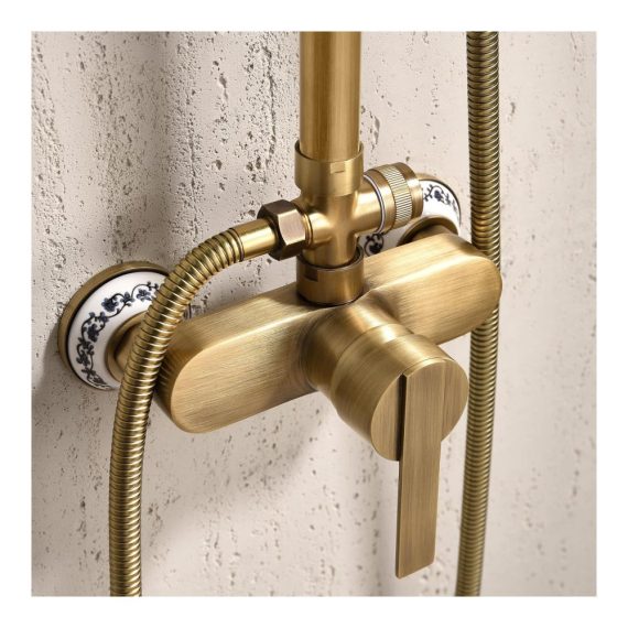 Antike Messing Regendusche & Handbrause Duschsystem - Wandmontage 20cm Drehkopf verstellbare Duschstange