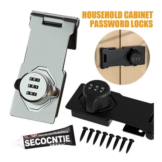 3-stellige Kombinationscode Zahlenschlösser für Schränke - Keyless Sicherheitsschlösser für Haushalt und Möbel (2er Pack Schwarz
