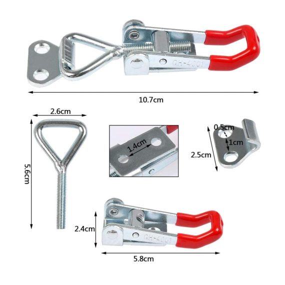 4 Stück YOTINO Kniehebelspanner GH-4001 aus Metall | Verstellbare kleine Spannverschlüsse für bis zu 100 kg | Toggle Latch für sicheres Verschließen von Kisten