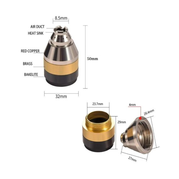 P80 Plasma Cutter Nozzle Kit - Contactable Protective Cover Electrodes and Insulator (3pcs
