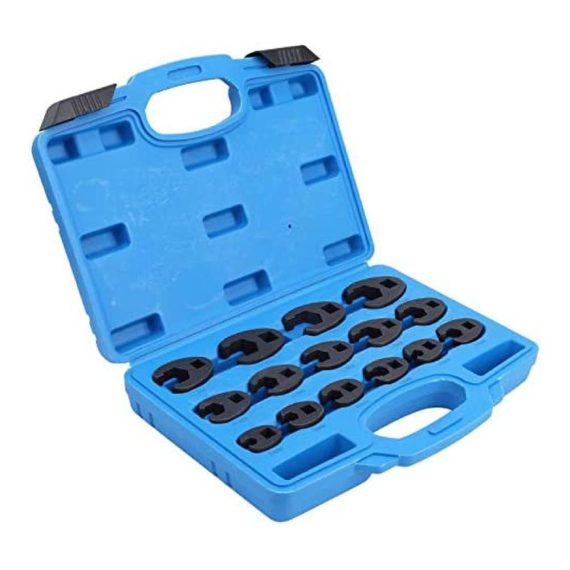 Maulschlüssel-Set Hochwertige Aufweitmutternschlüssel mit 38 Zoll und 1 Zoll Antrieb Offener Hahnenfußschlüssel 8-24 mm aus Cr-Mo-Stahl