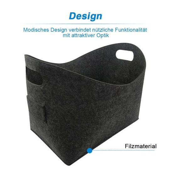 Faltbarer Holzkorb mit Griffen für Kaminholz Filz Log und Kaminzubehör - Ideal für Holz Zeitungen Zeitschriften und Spielzeug