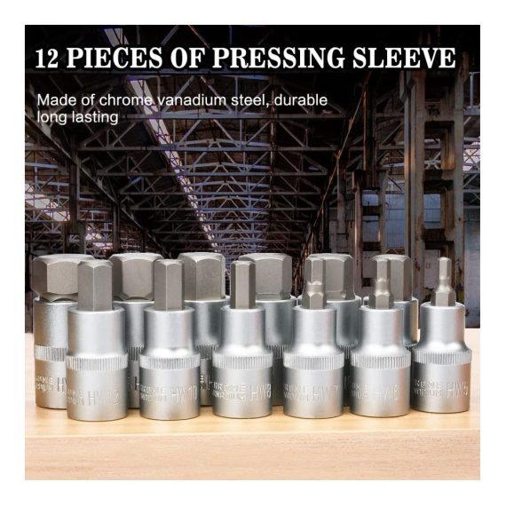 12-teiliges Innensechskant-Schraubendreher-Set mit Steckschlüsseladapter und Nüssen (5-22 mm) - Präzisionswerkzeug für verschiedene Anwendungen