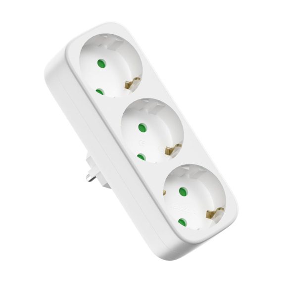 3-fach Steckdosenadapter Tragbarer Mehrfachstecker für Büro und Zuhause - 3680W Konverter mit EU-Stecker und Wandplatte Weiß
