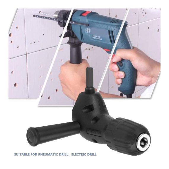 90-Grad Bohrmaschinenadapter 3/8 Zoll Schnellspannbohrfutter - Präziser rechtwinkliger Bohrerzusatz mit 95-mm Rundschaft für effizientes Bohren und optimales Bohrerzubehör