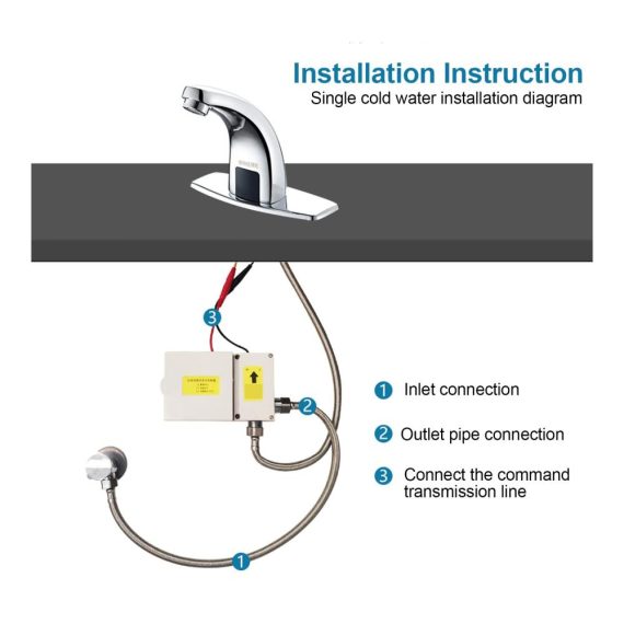 Infrarot Sensor Wasserhahn – Berührungslose Automatikarmatur für Küche Bad und Toilette mit Messingsockel (Einzelkalt