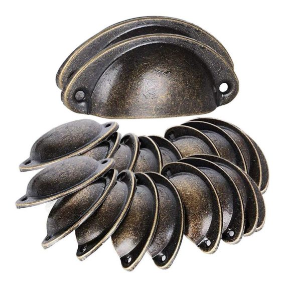 20 PCS Antike Bronze Halbkreis Möbelgriffe - Schubladengriffe mit Schrauben - Muschelgriffe für Schränke und Schubladen - Vintage Bronze Griff für Kabinett und Schrank