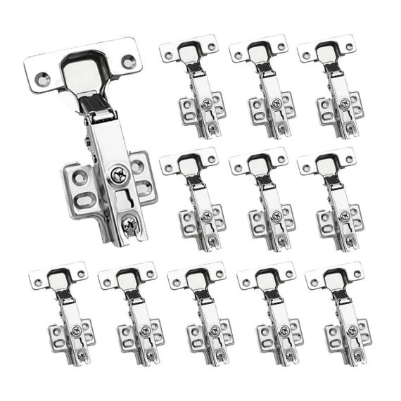12er Set Soft-Close Falttürscharniere aus Kaltgewalztem Stahl - Nickelbeschichtetes Topfscharnier-Kit für Küchen- und Schranktüren (Standardgröße Abnehmbar