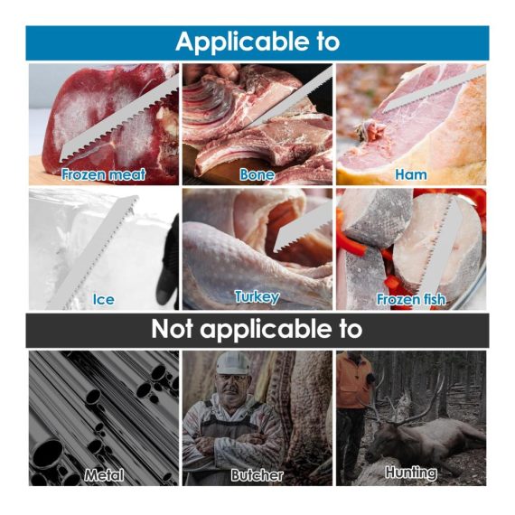 Edelstahl Säbelsägeblätter Set - 6 Stück 305 cm Tiefkühlkost Messer für präzises Schneiden von gefrorenem Fleisch Truthahn und Fisch - Ideale Sägeblätter für Fleisch Rindfleisch und Knochen