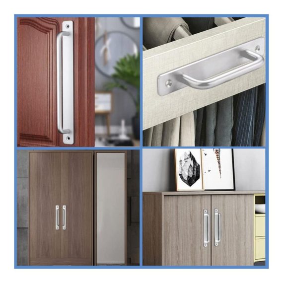 Edelstahl Türknöpfe Set – 2 Stück Push-Pull Türgriffe für Küche Badezimmer Schrank Garage Schuppen Scheune – Metallplatten inklusive (16 x 19 cm