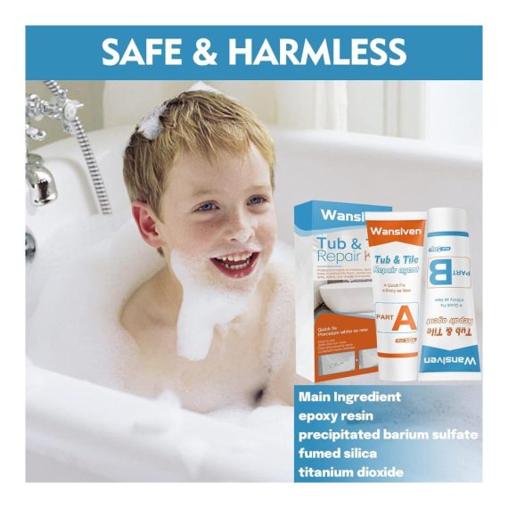 Fugenmörtel Fliesenreparaturset - Weißes Emaille Reparatur Kit (100g) für Wasserdichte Keramikreparaturen an Waschbecken Kratzern Löchern und Rissen