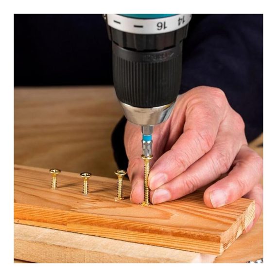 Holzschrauben Set 360 Stück - Selbstschneidende Schrauben Kreuz & Flachkopf - Senkkopf Betonschrauben Sortiment für Türscharniere Reparaturen & DIY-Projekte - Aufbewahrungsbox inklusive (Gelb