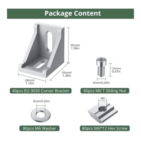 Aluminium Montageprofil 30x30 & 30x60 Nut 8 - Stütze 40x inkl. Befestigungsmaterial für DIY-Projekte 3D-Drucker CNC - Robustes Aluprofil für effiziente Streben- und Stangenmontage