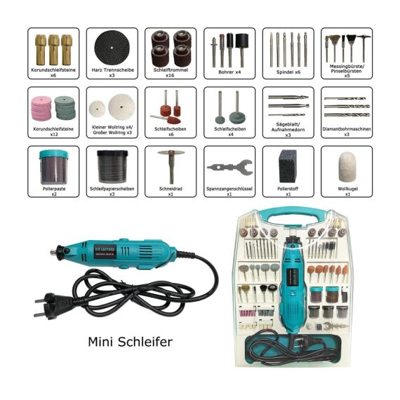 226-teiliges Mini Winkelschleifer Set - AUFUN Schleifmaschine für Heimwerker Vielseitiges Multifunktionswerkzeug mit Koffer für präzise Handarbeit