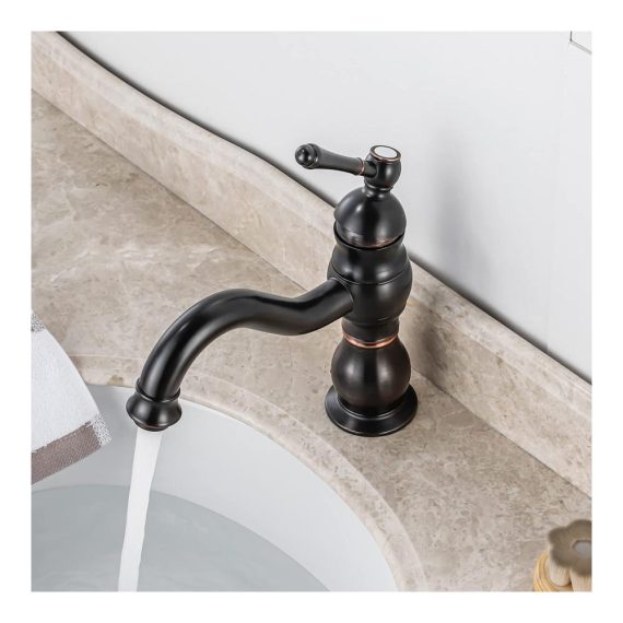 360° Schwenkbare Retro Schwarz Badarmatur - Touch-On-Wasserhahn aus Messing für Badezimmer