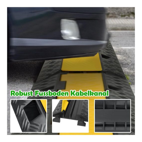 Modulare Gummi Kabelbrücke - 2er Set 100x24x5cm Bodenabdeckungen für Kabelschutz Innen & Draußen - Überfahrschutz und Kabelkanal in Einem