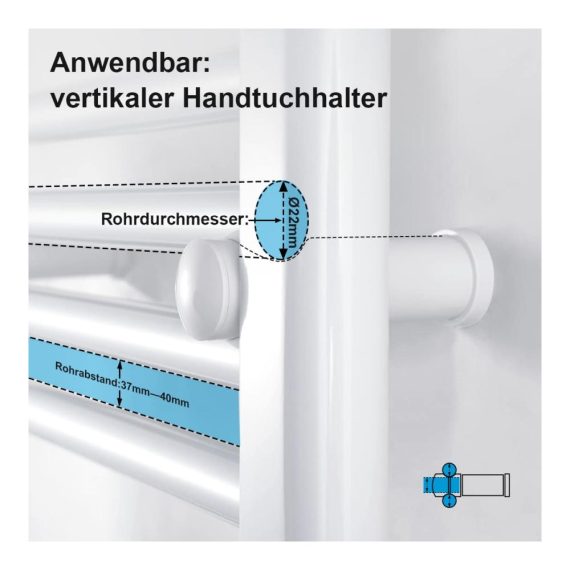 Heizkörper Halterung mit Montagesatz - Befestigung für Badheizkörper inkl. Blindkappe und Entlüfter Weiß