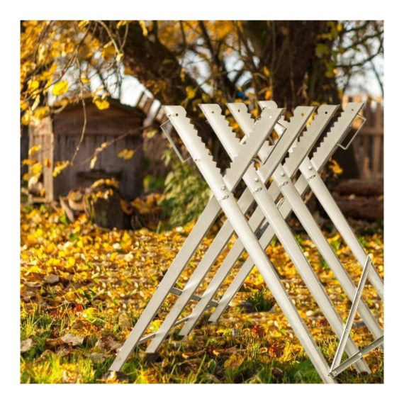 Metall-Sägebock Jiubiaz Robuster Holzsägebock mit 150kg Belastbarkeit Sägegestell für Kettensägen 81x80x80cm Holzbock