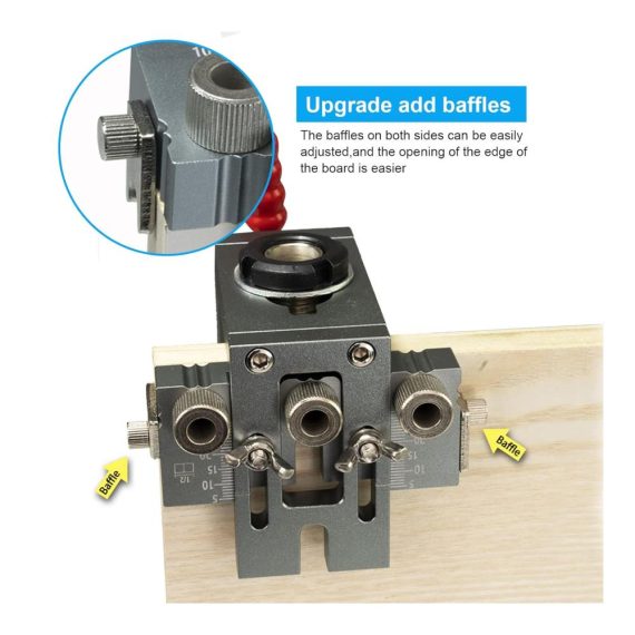 15mm Taschenloch Bohrschablone mit 3-in-1 Doweling Jig Set 5/8/10-mm Bohrern Positionierungsclip Bohrführung und Puncher Locator für Holzbearbeitung