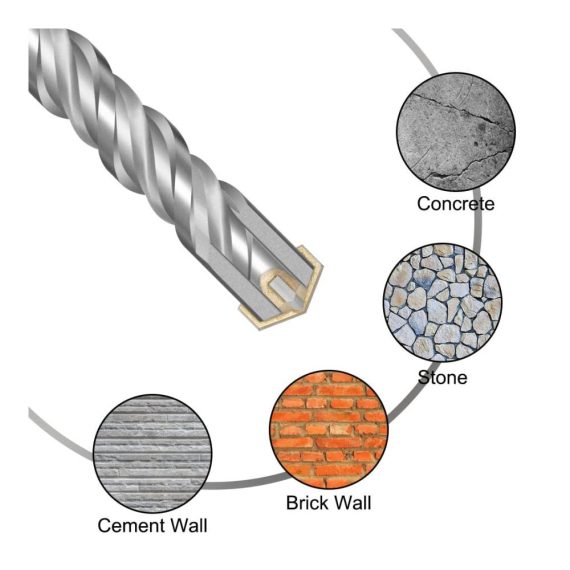 30x400mm SDS-Max Bohrkronen-Set für Beton & Ziegel - Hartmetall-Kreuzbohrer für Elektro-Hämmer Schlagbohrer & mehr