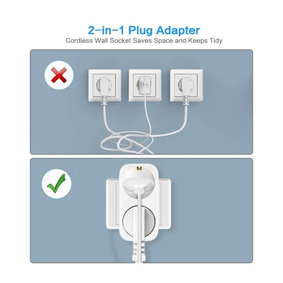 2 Fach Steckdosenadapter 3er Pack - 250V/16A 3680W Max - Schuko Doppelstecker für Haushaltsgeräte & Smartphones - Tragbare Mehrfachstecker 1 auf 2 Adapter