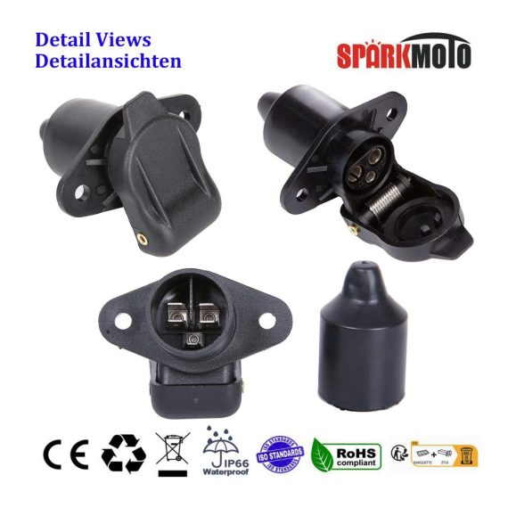 3x3 Poliger Stecker und Steckdose Set für Traktoren - DIN 9680 Wasserdicht 12V/24V 3 Polig 3 Stück