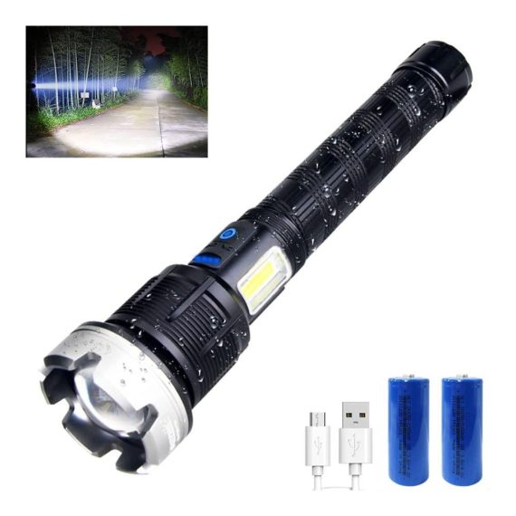 10000 Lumen VASTFIRE LED Taschenlampe mit einstellbarem Fokus und USB-Wiederaufladung - Ideal für Camping Jagd und Rettungseinsätze in der Natur
