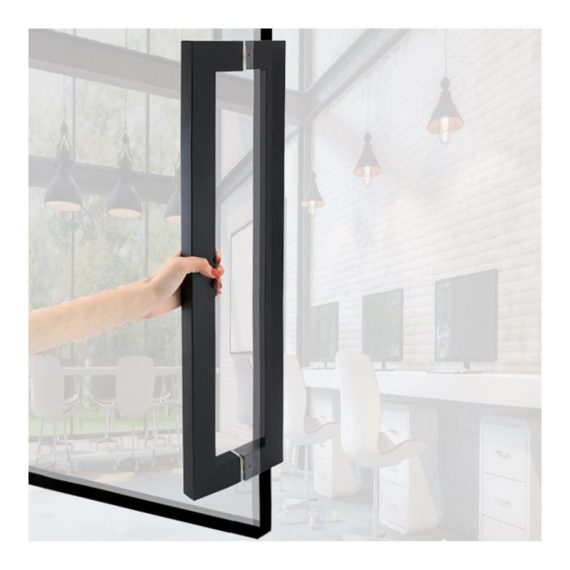 Edelstahl Türgriff-Sets für Schiebe-Scheunentür Duschtür Studio-Glas-Push-Pull-Tür – mattschwarze Oberfläche gewerbliche Nutzung Glastore/Holztore – 438 cm/172 Zoll Größe